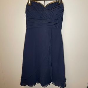 Bill Levkoff | Short Navy Blue Strapless Dress| 12